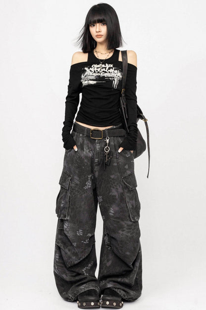 Swing Collar Design Slim T-Shirt