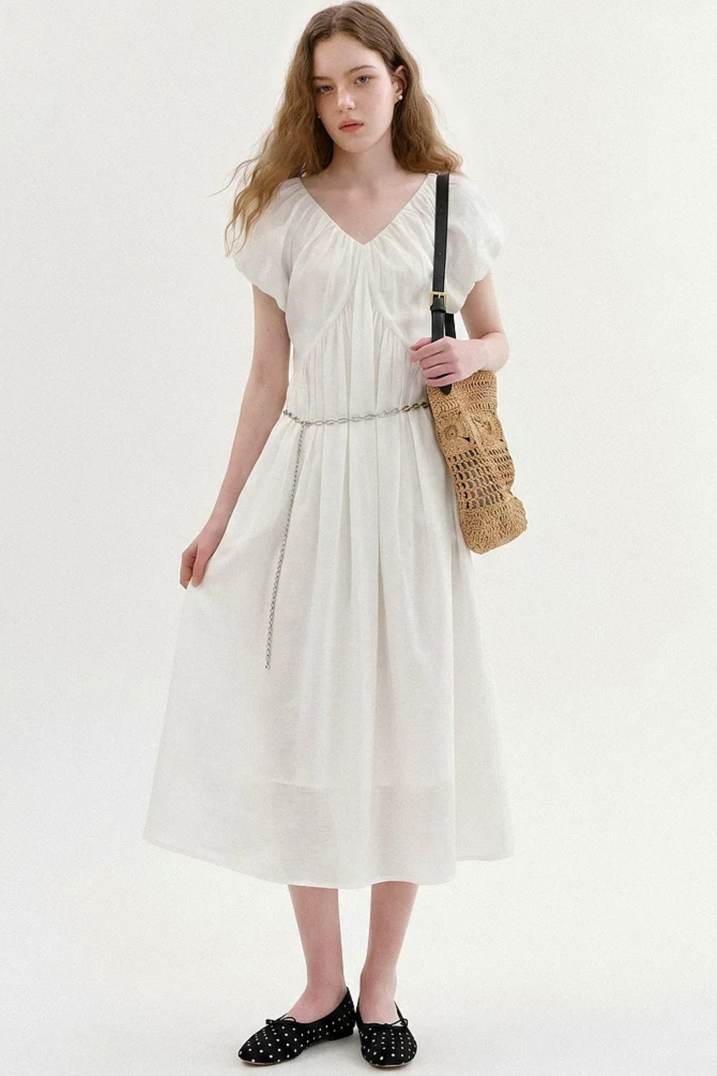 Lyocell Puff Sleeve Dress