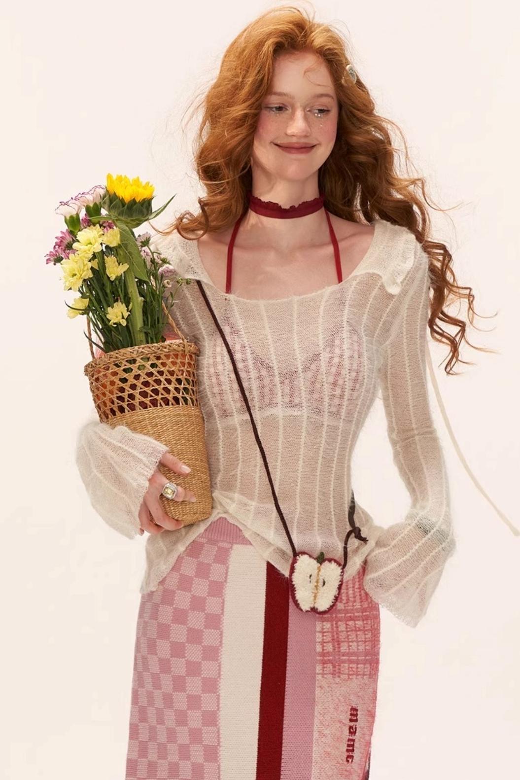 Striped Slim Hooded Top