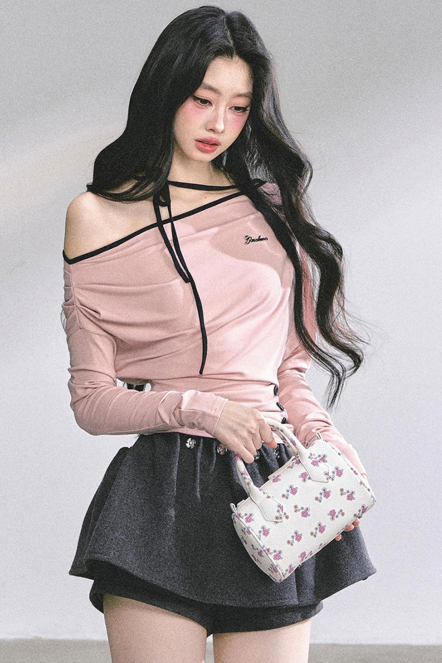 Korean Pink Halterneck Top