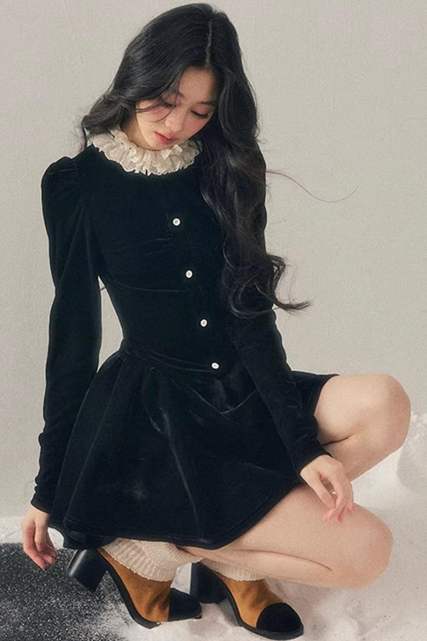 Ruffled Lace Winter Dress