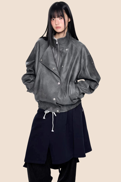 Retro Distressed Motorcycle Jacket