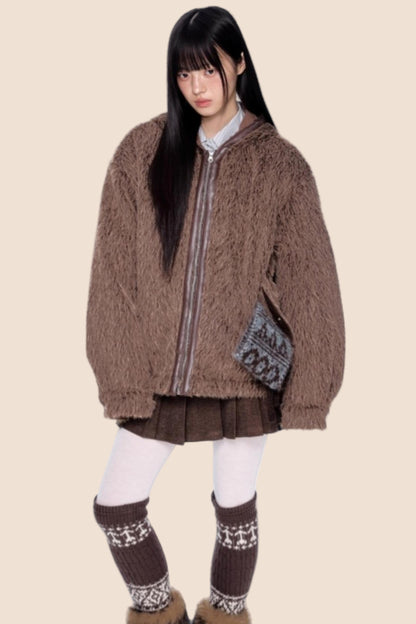 Furry Hooded Cotton Jacket
