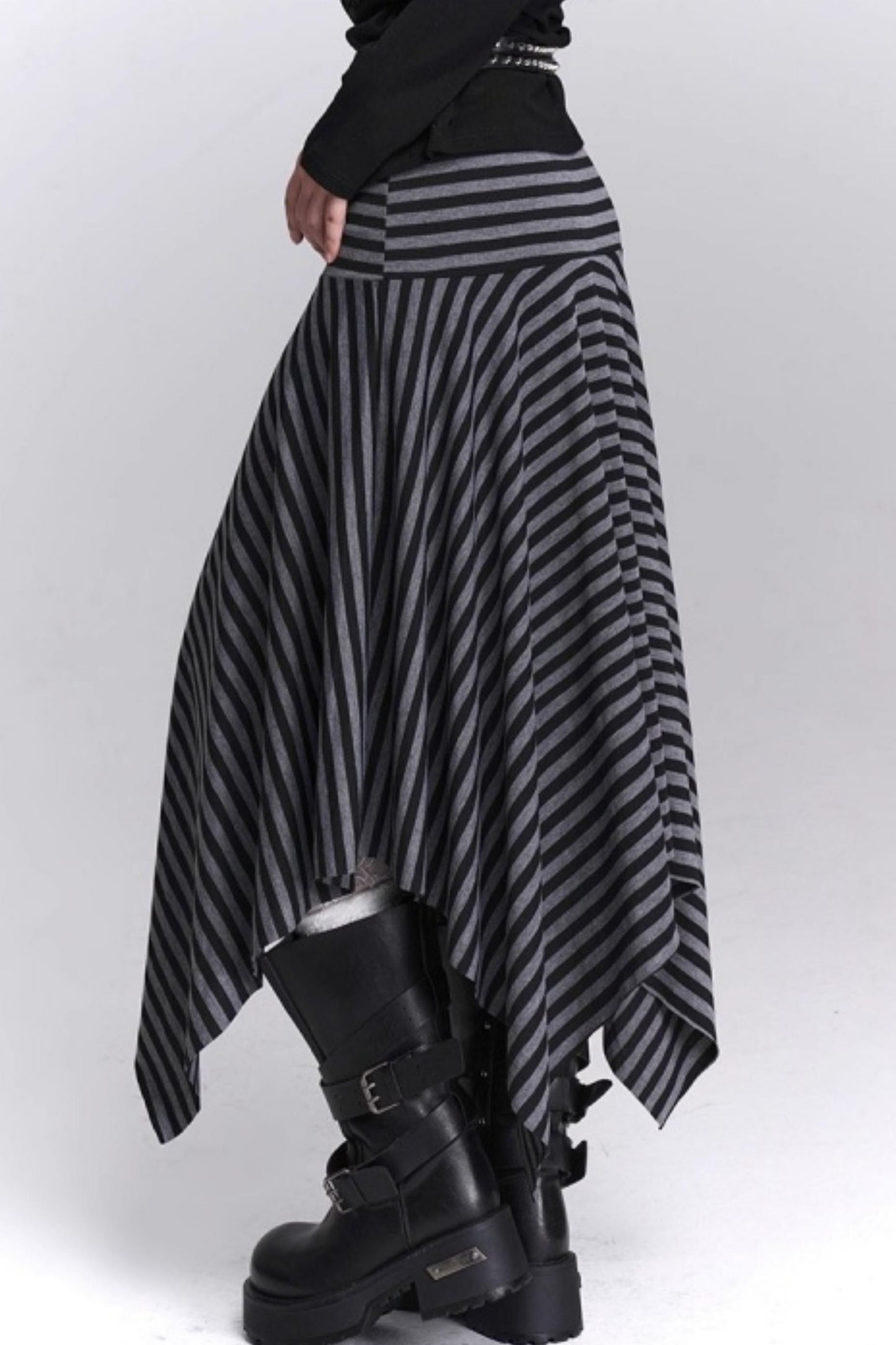 Asymmetrical Striped Skirt