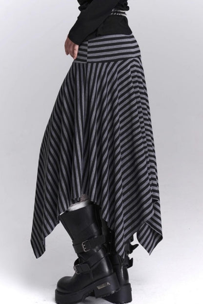 Asymmetrical Striped Skirt
