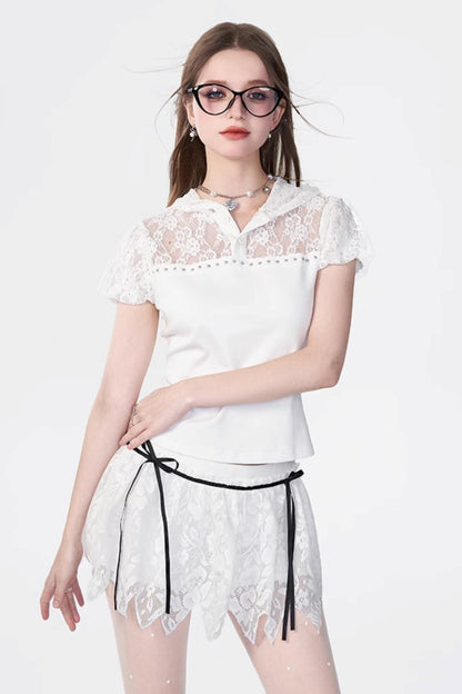 White Lace Bow Skirt