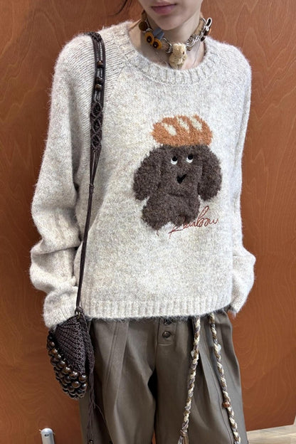 Bread Dog Round Neck Sweater
