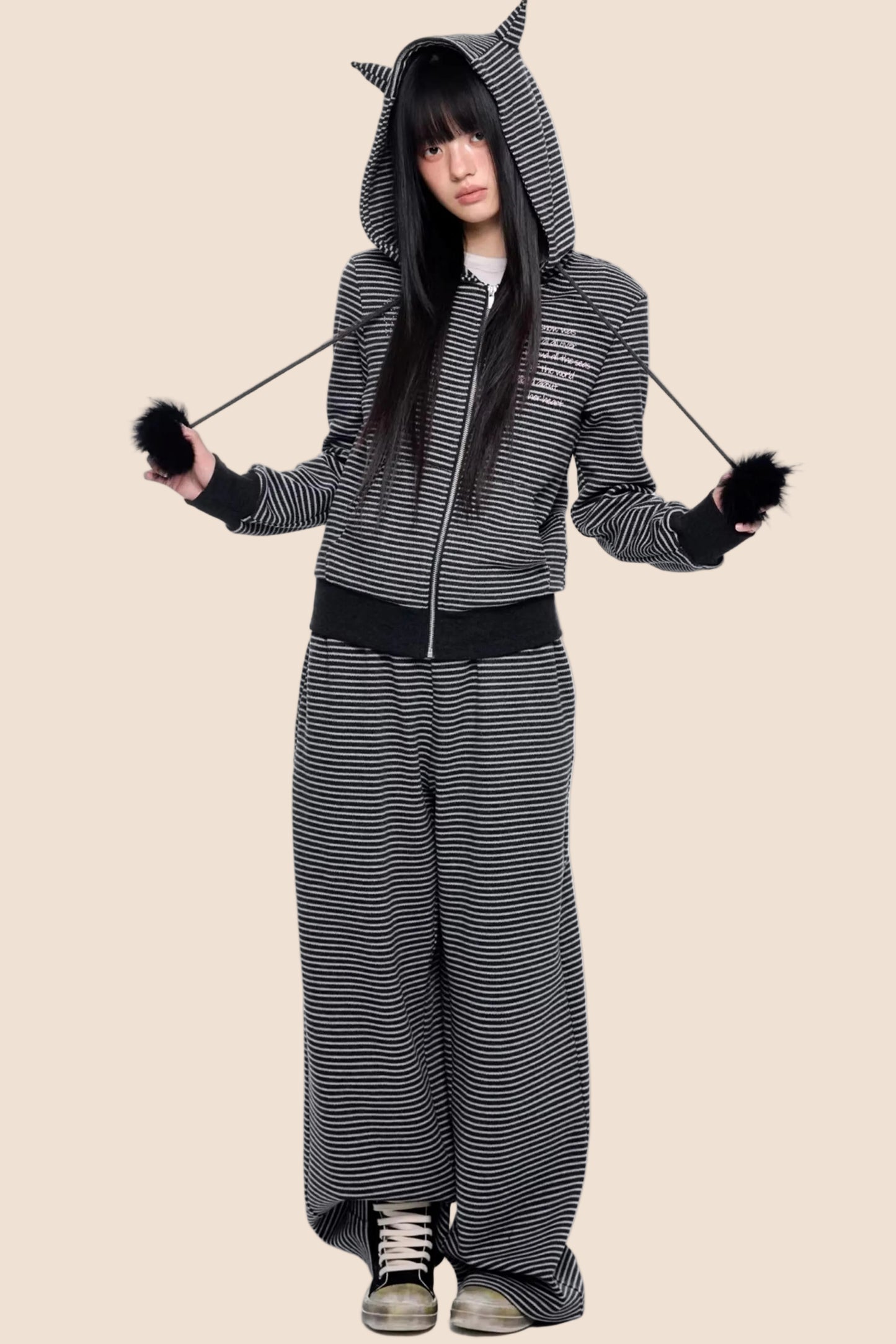 Devil Striped Hooded Jacket Set-Up