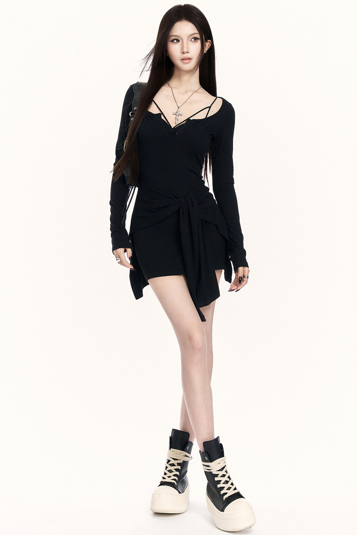 Strick-Waist-Cinching Bodycon Kleid