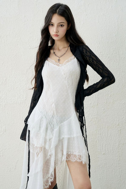 Ghostly Lace Irregular Dress