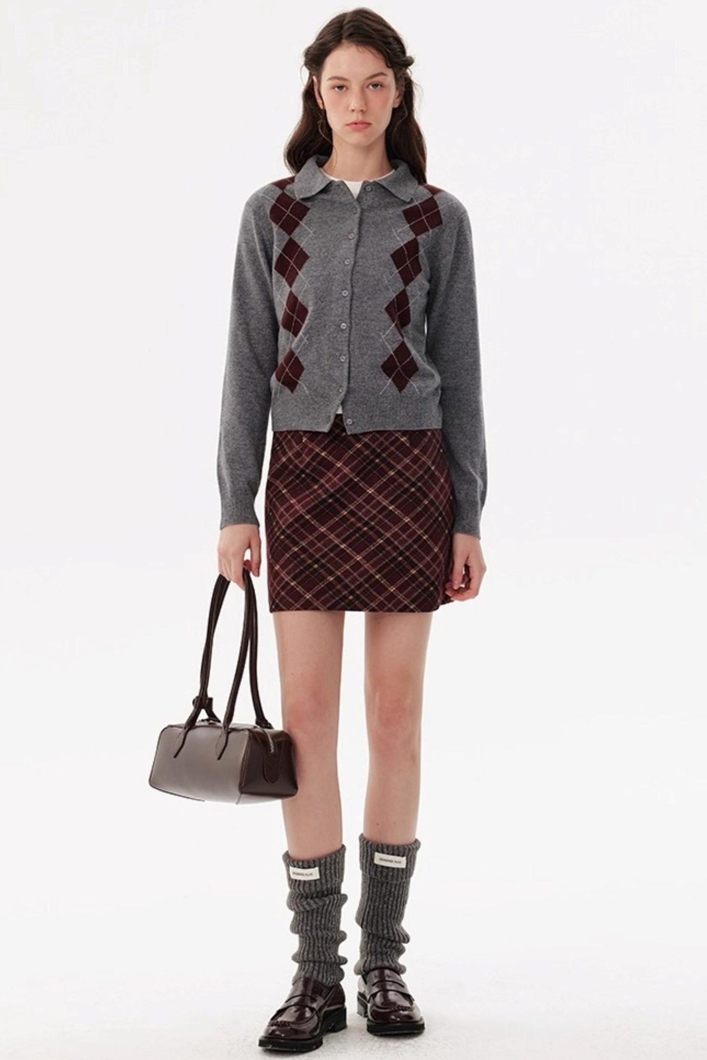 Vintage Red Plaid Woolen A-Line Skirt