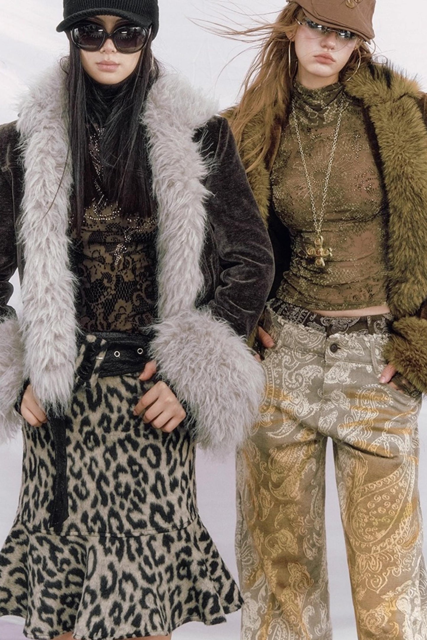 Leopard Wool Patchwork Skirt