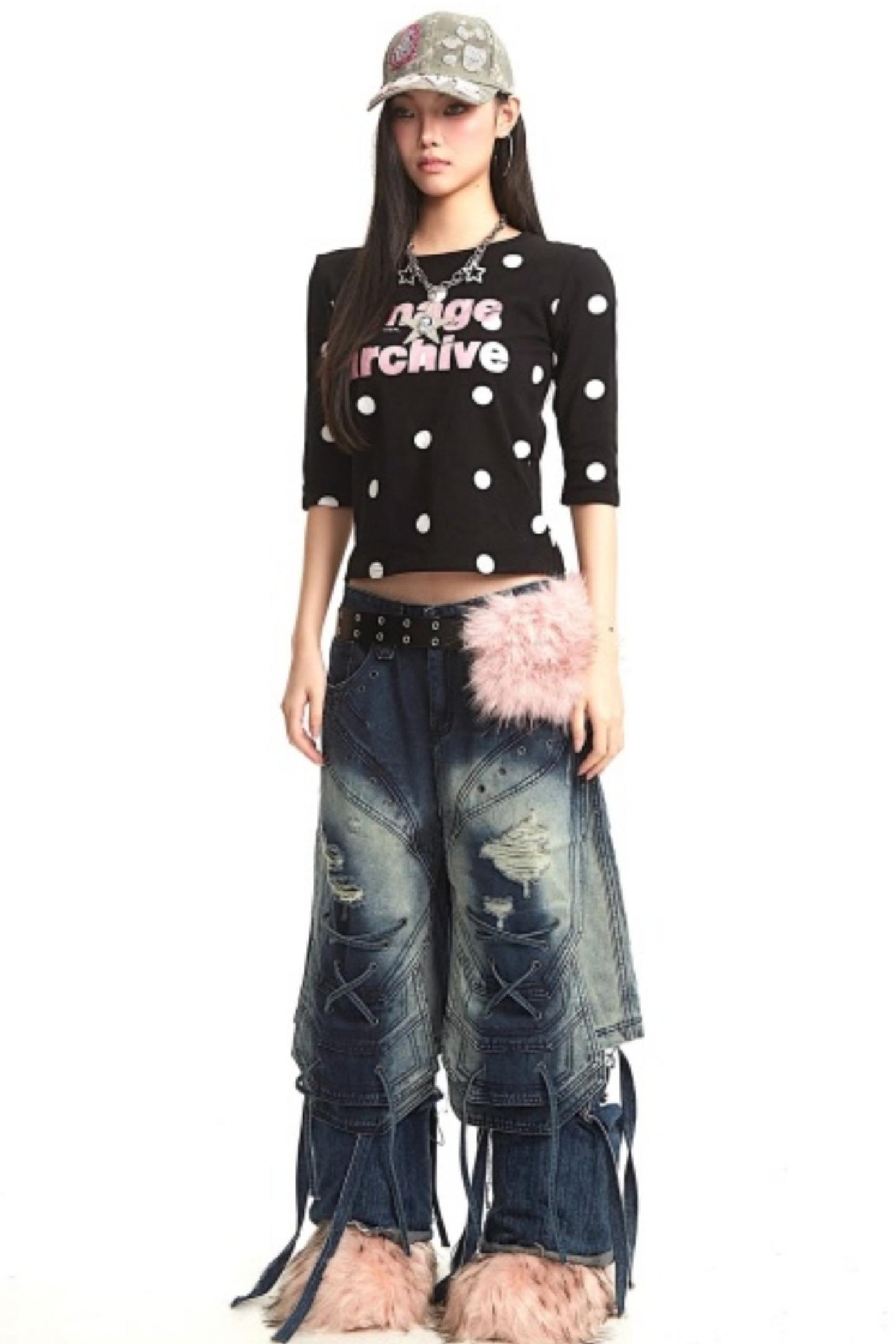 Retro Deconstructed Denim Pants