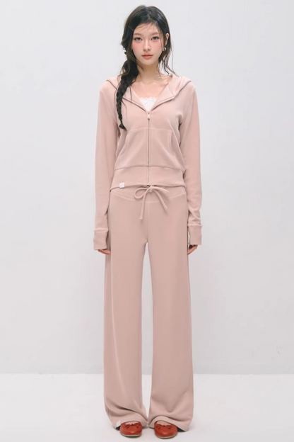 Cloud-Velvet Hooded Sweatshirt Set