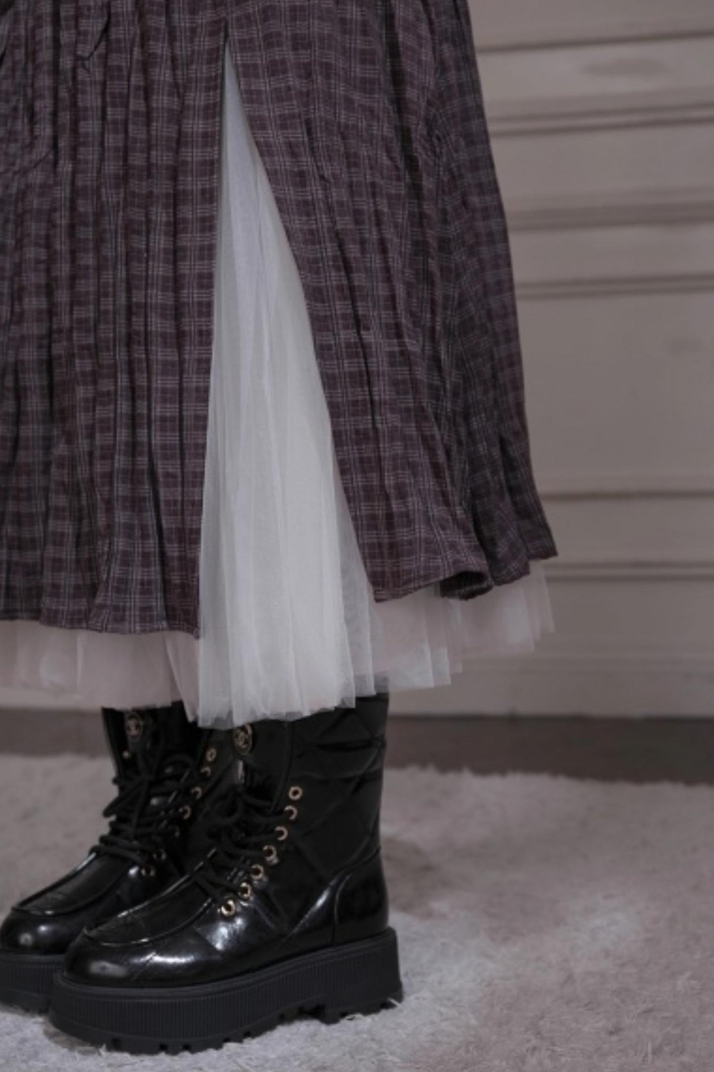 Romantic Plaid Umbrella Skirt