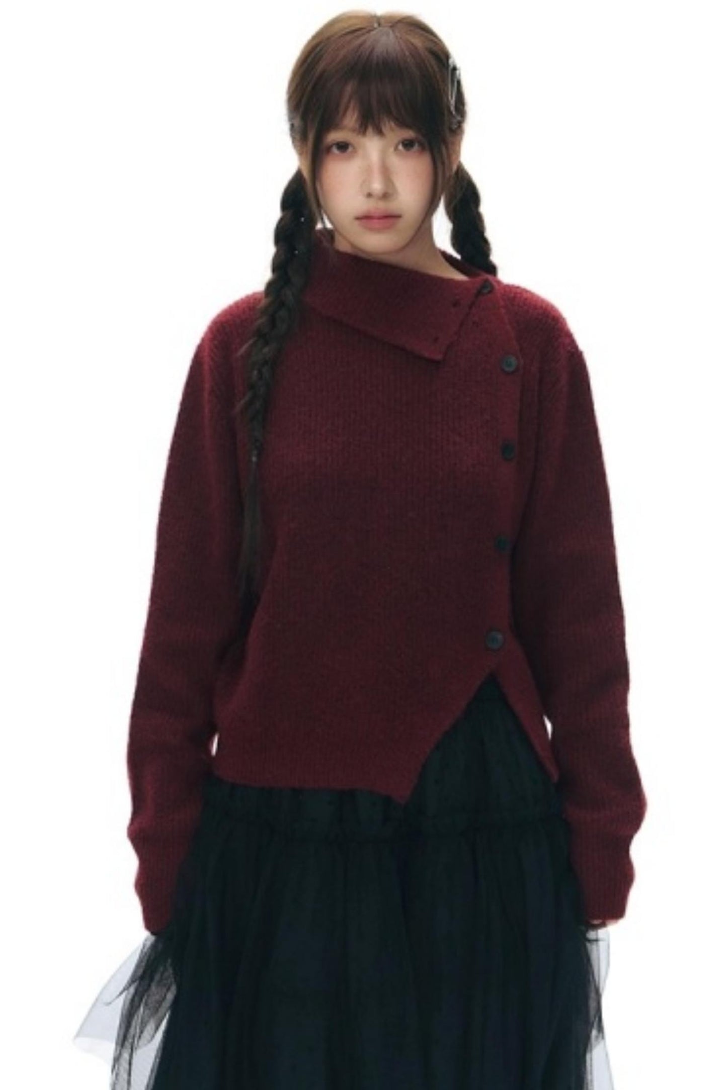 Asymmetrical Vintage Red Sweater