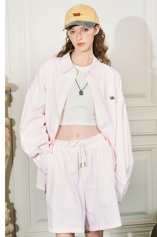 Sun Shield Striped Shirt & Shorts Set-Up