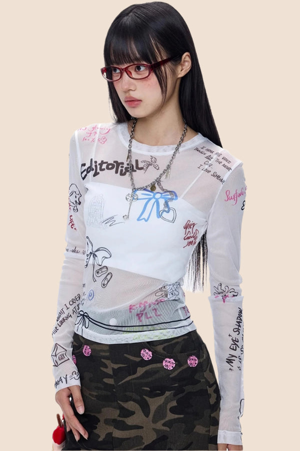 American Babes Mesh Long Sleeve Top