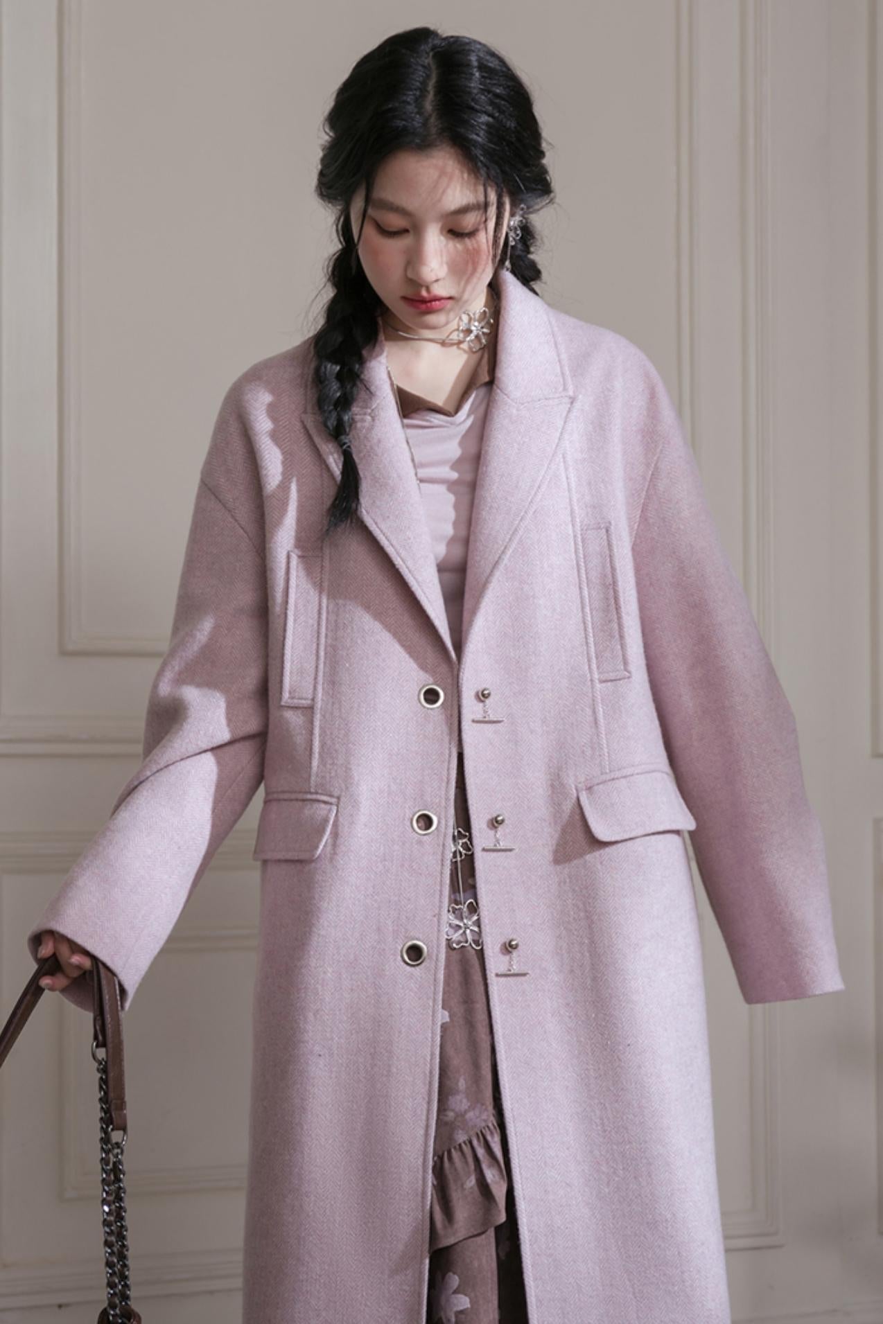 Herringbone Tweed Coat