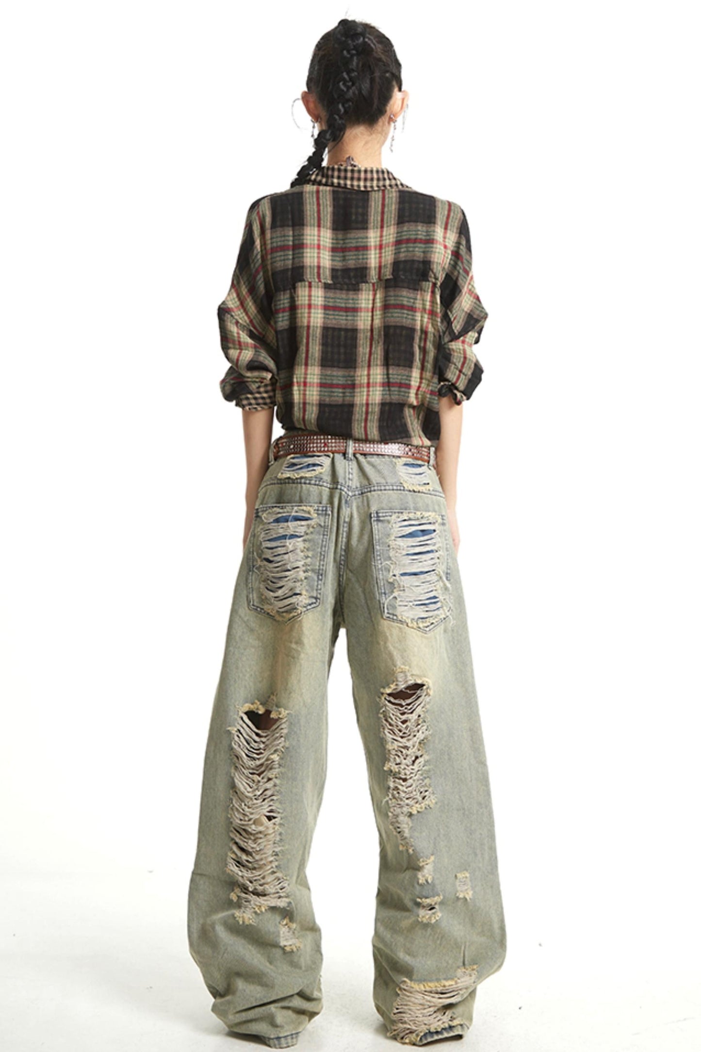 Retro Wide-Leg Denim Trousers