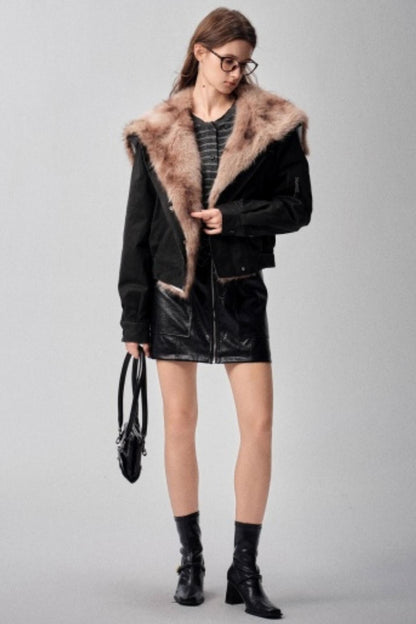 Detachable Collar Padded Jacket Shorts Set-Up