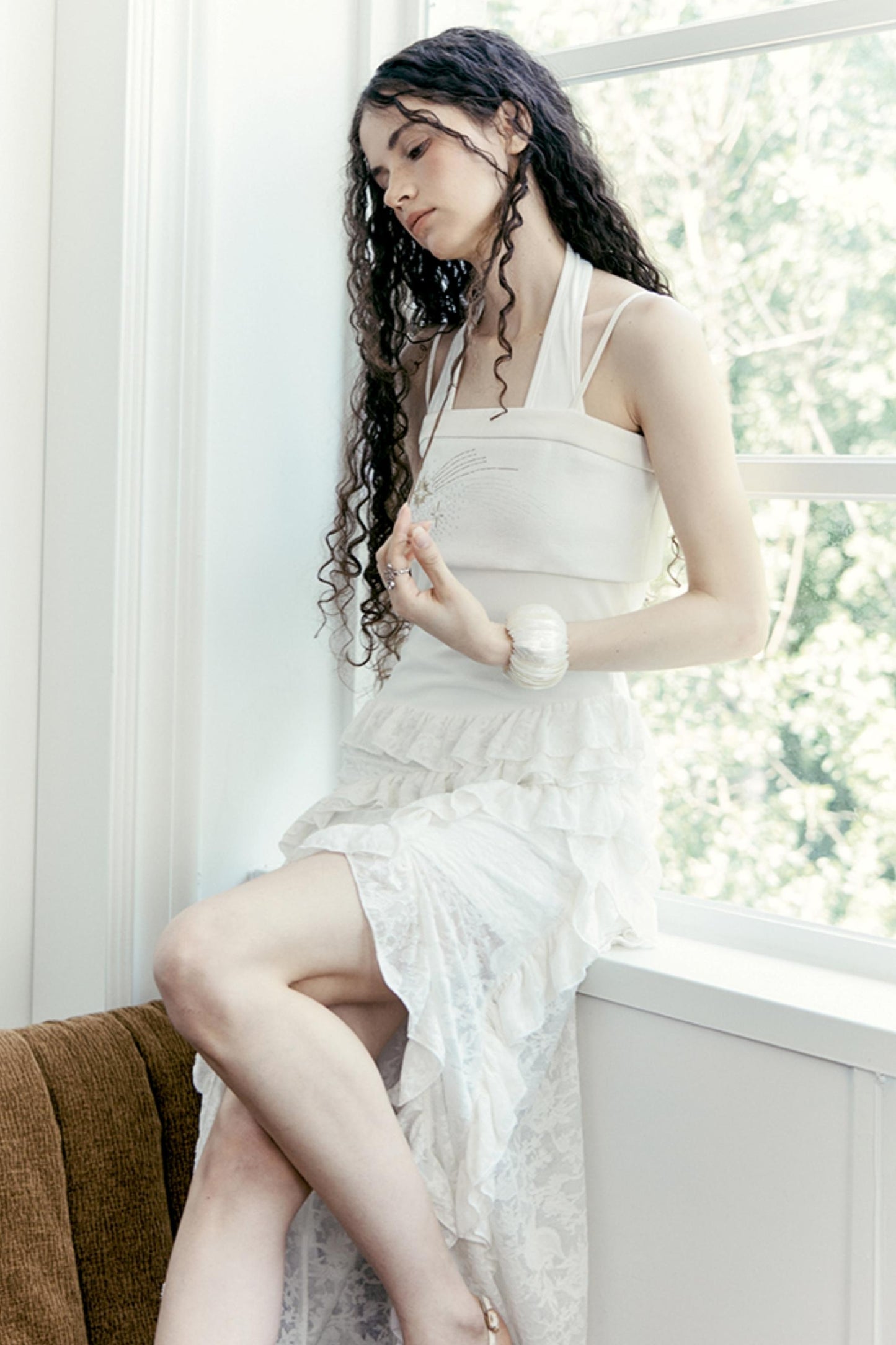 Lace Collar Knit Camisole Set