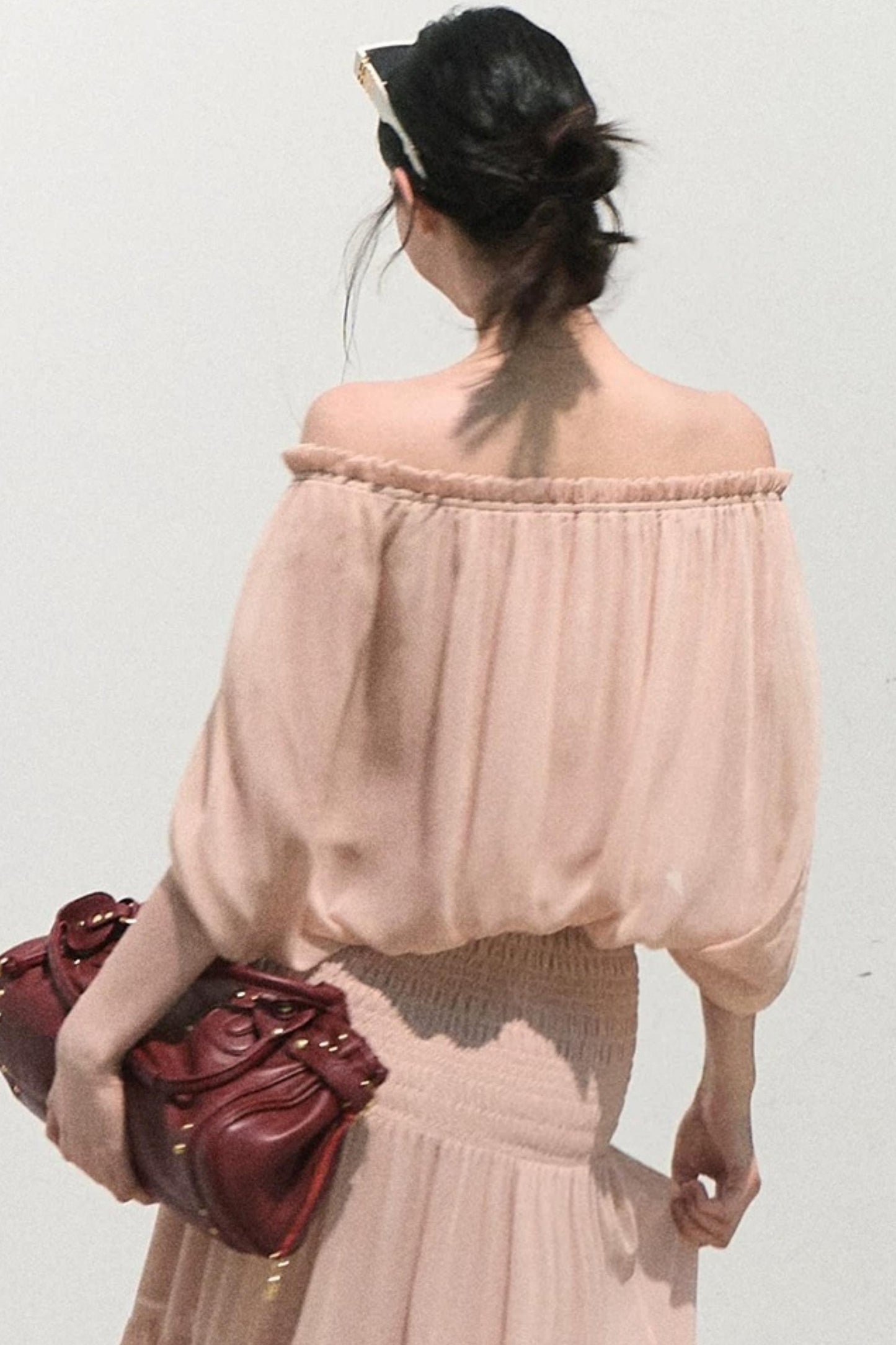 Airy Off-Shoulder Chiffon Blouse