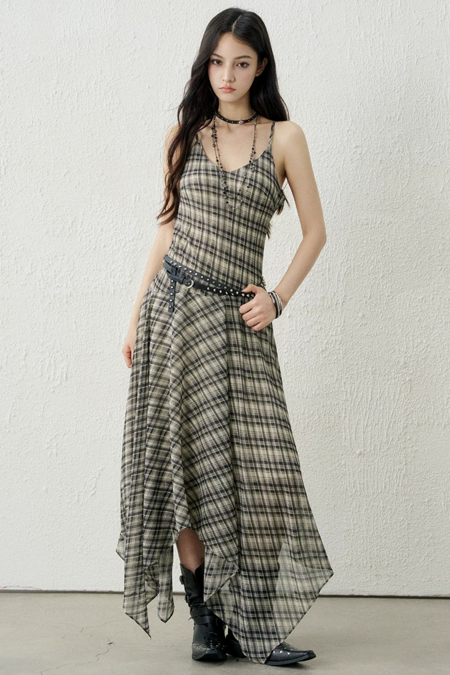 Retro Green Plaid Dress