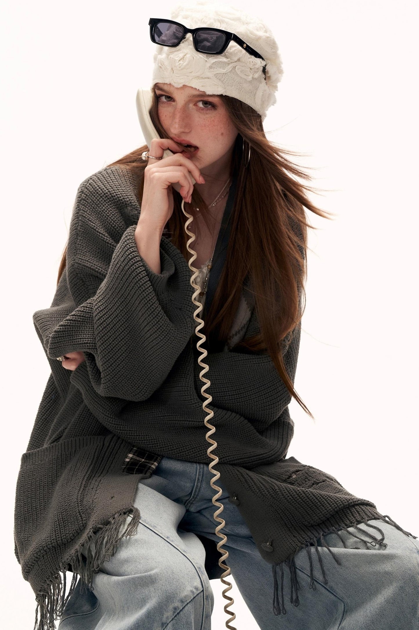 Patchwork Tassel Knit Sweater Jacket