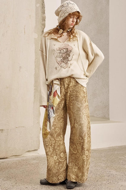 Vintage Flower Straight Jeans