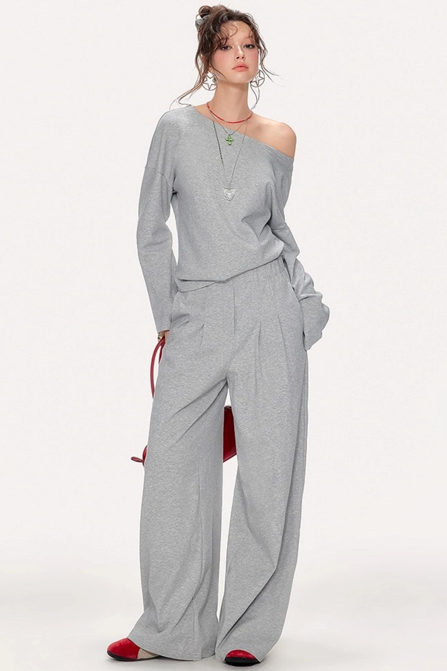 Lazy Shoulder Sweatshirt Set