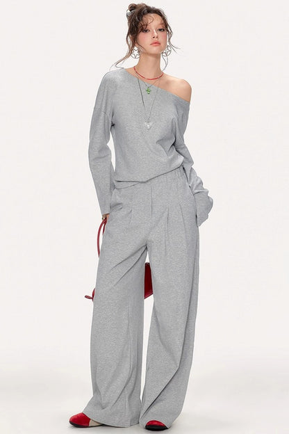 Lazy Shoulder Sweatshirt Set
