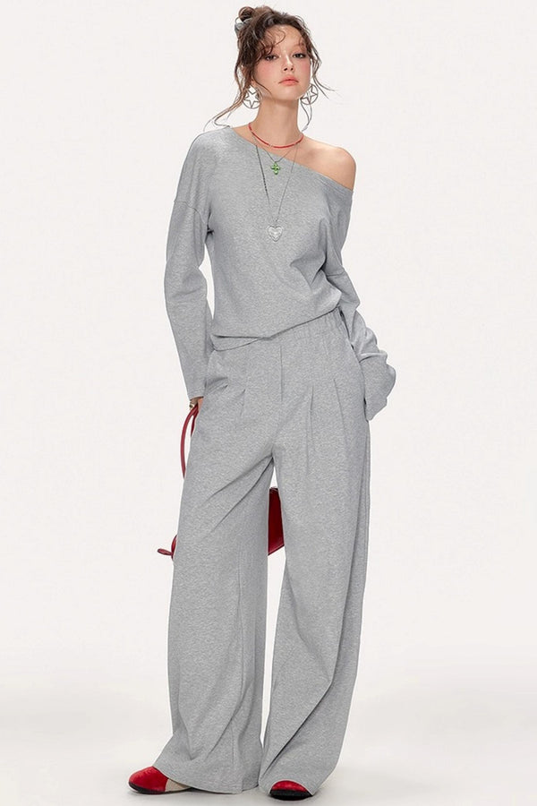 Lazy Shoulder Sweatshirt Set