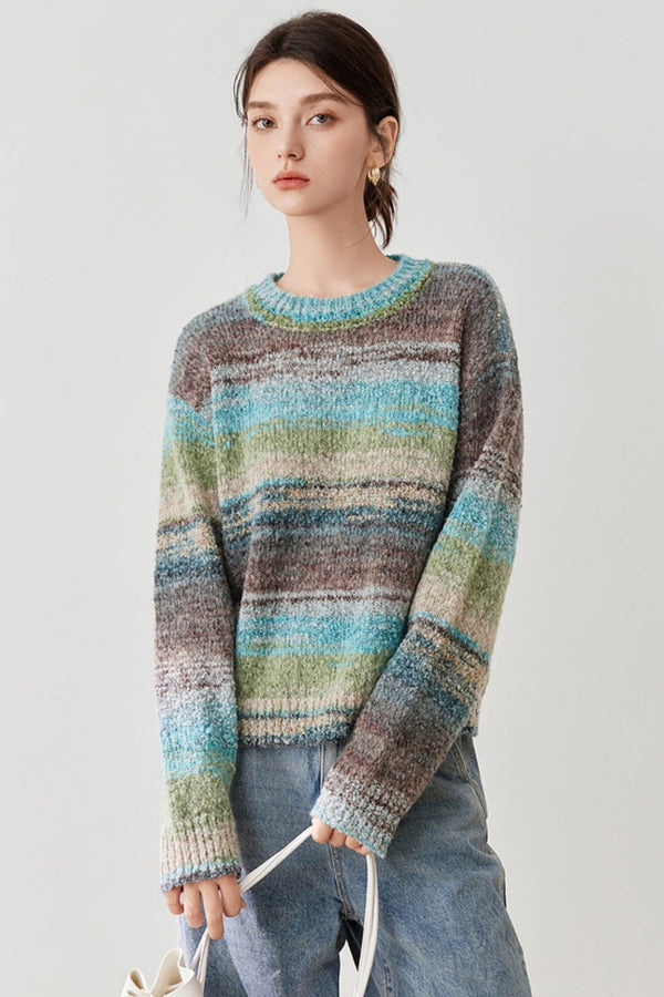 Striped Crew Neck Knit Top