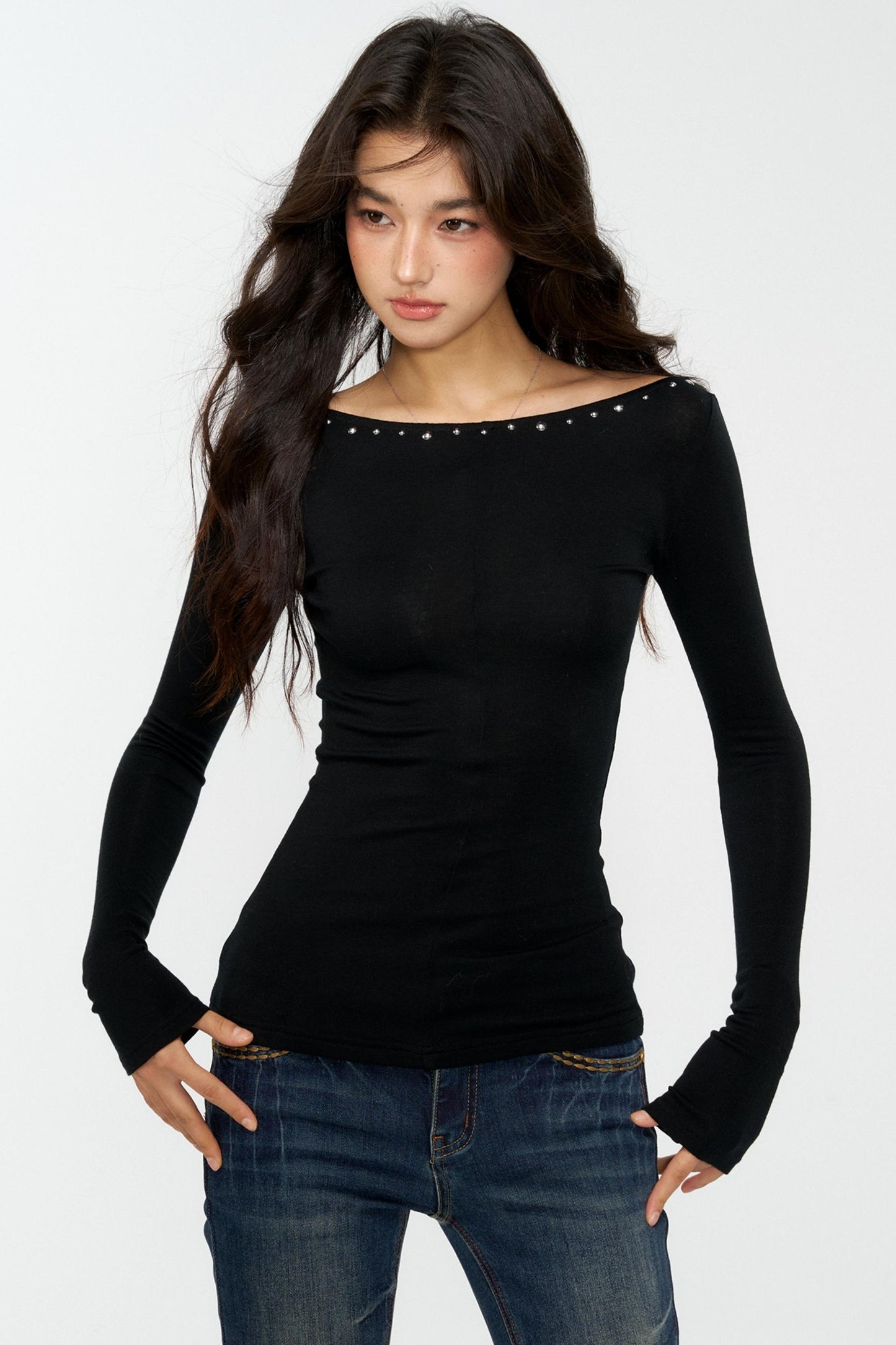 Hot Diamond Shoulder Buckle Shirt