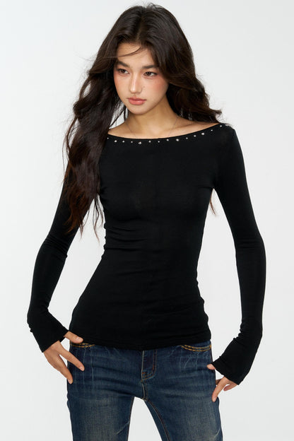 Hot Diamond Shoulder Buckle Shirt