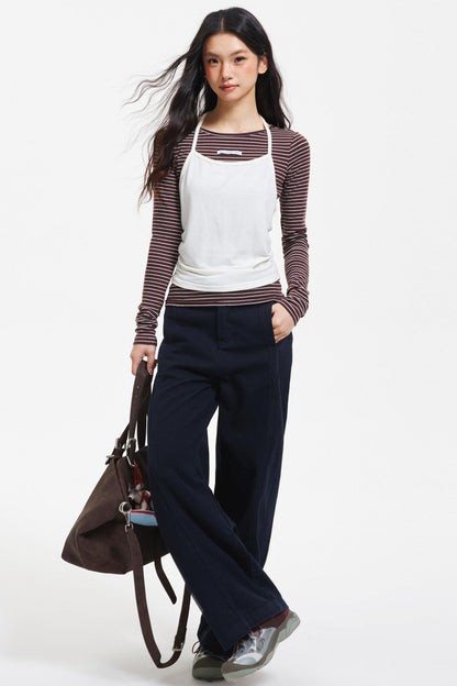 Patchwork Faux Layered Knit Top