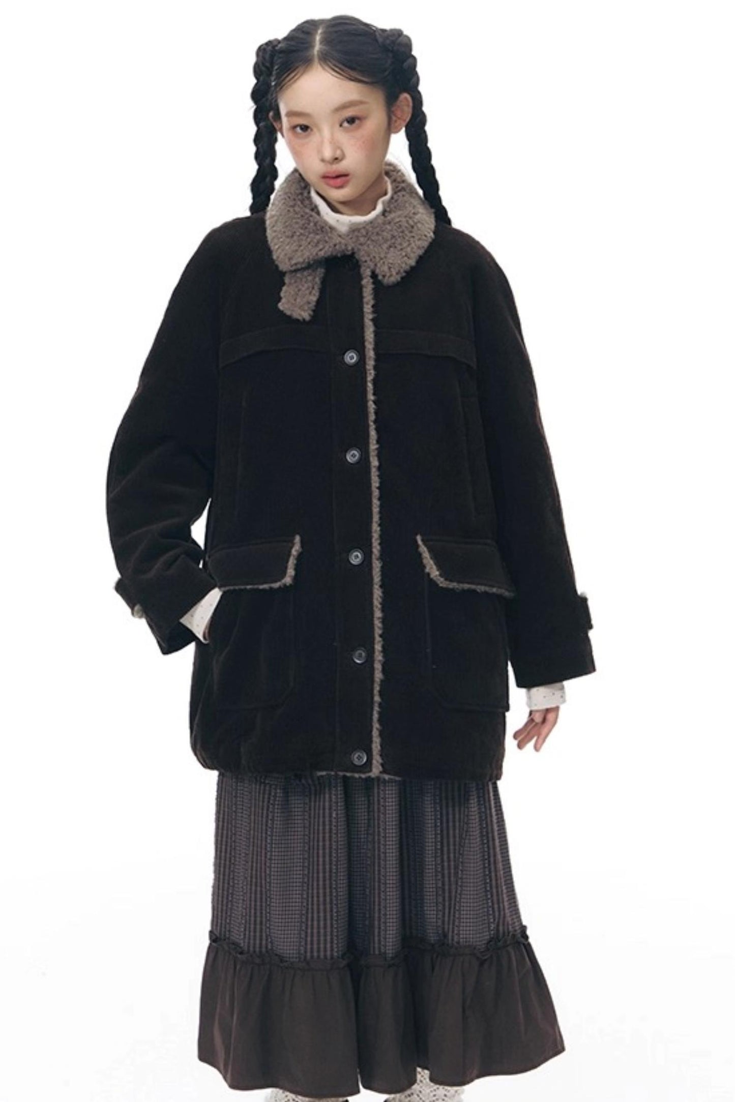 Corduroy Plush Patchwork Jacket