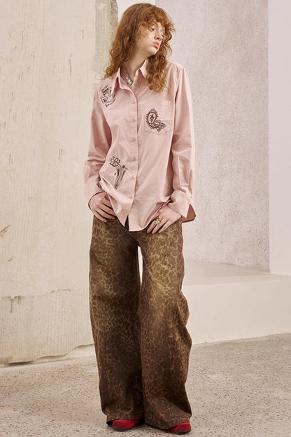 Leopard Split Wide Leg Pants