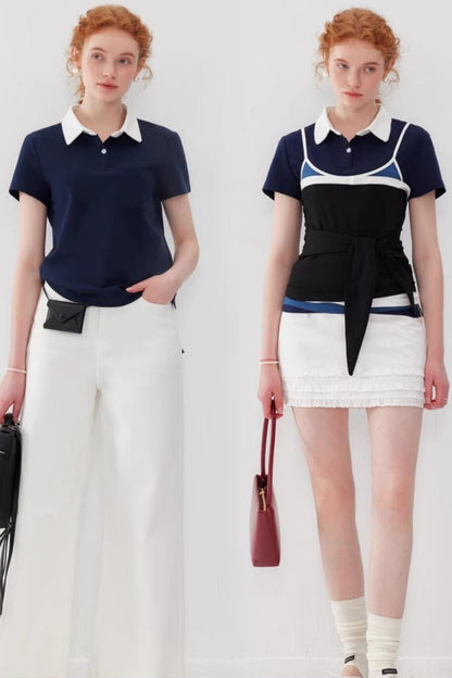 Color-Block Polo & Suspender Set-Up