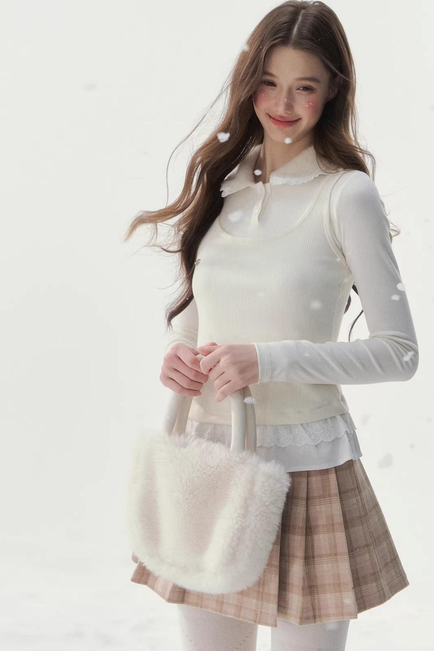 Faux Two-Piece Knitted Blouse