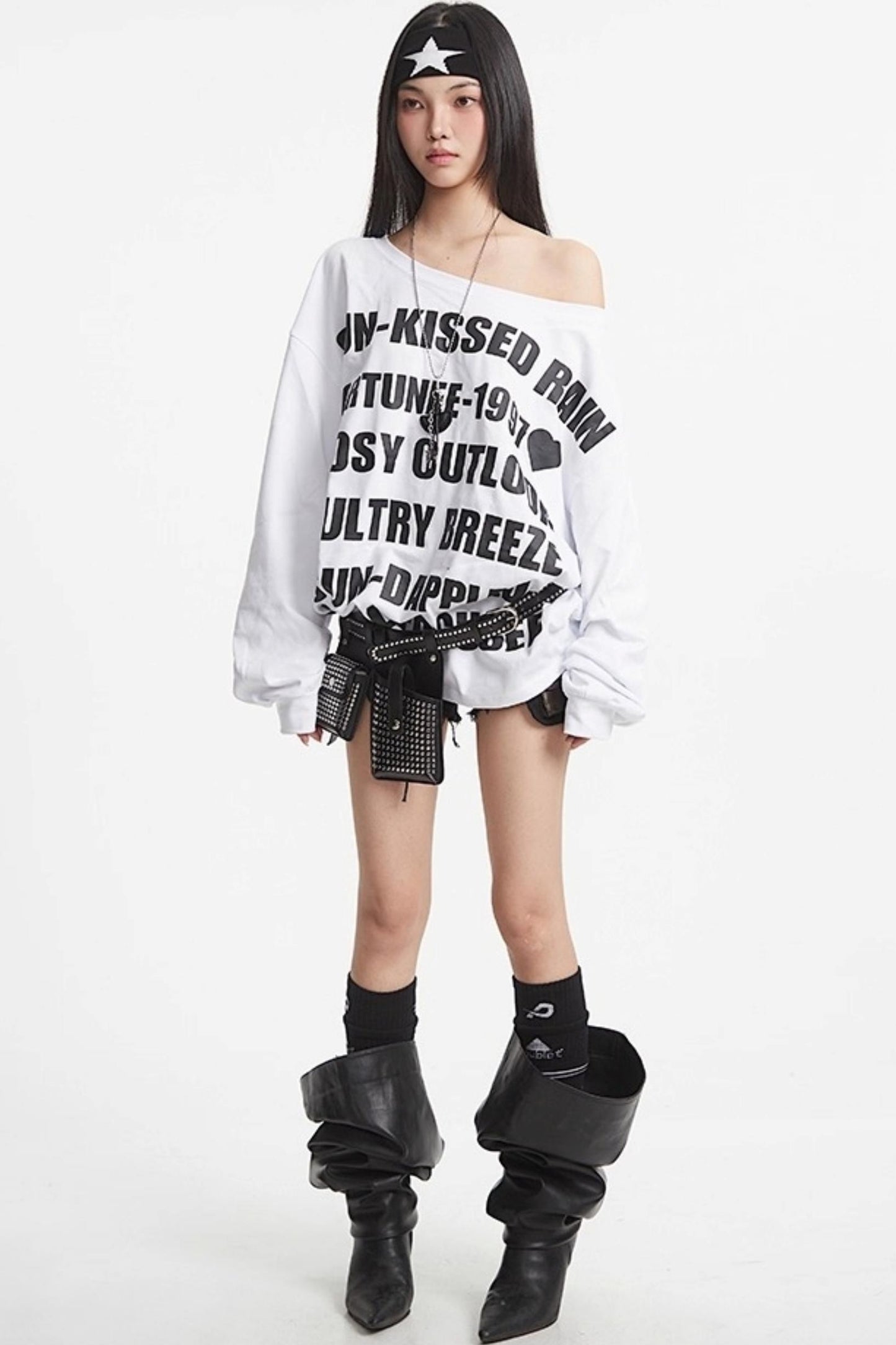 Slanted Shoulder Sweatshirt