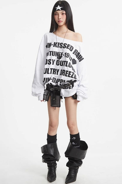 Slanted Shoulder Sweatshirt