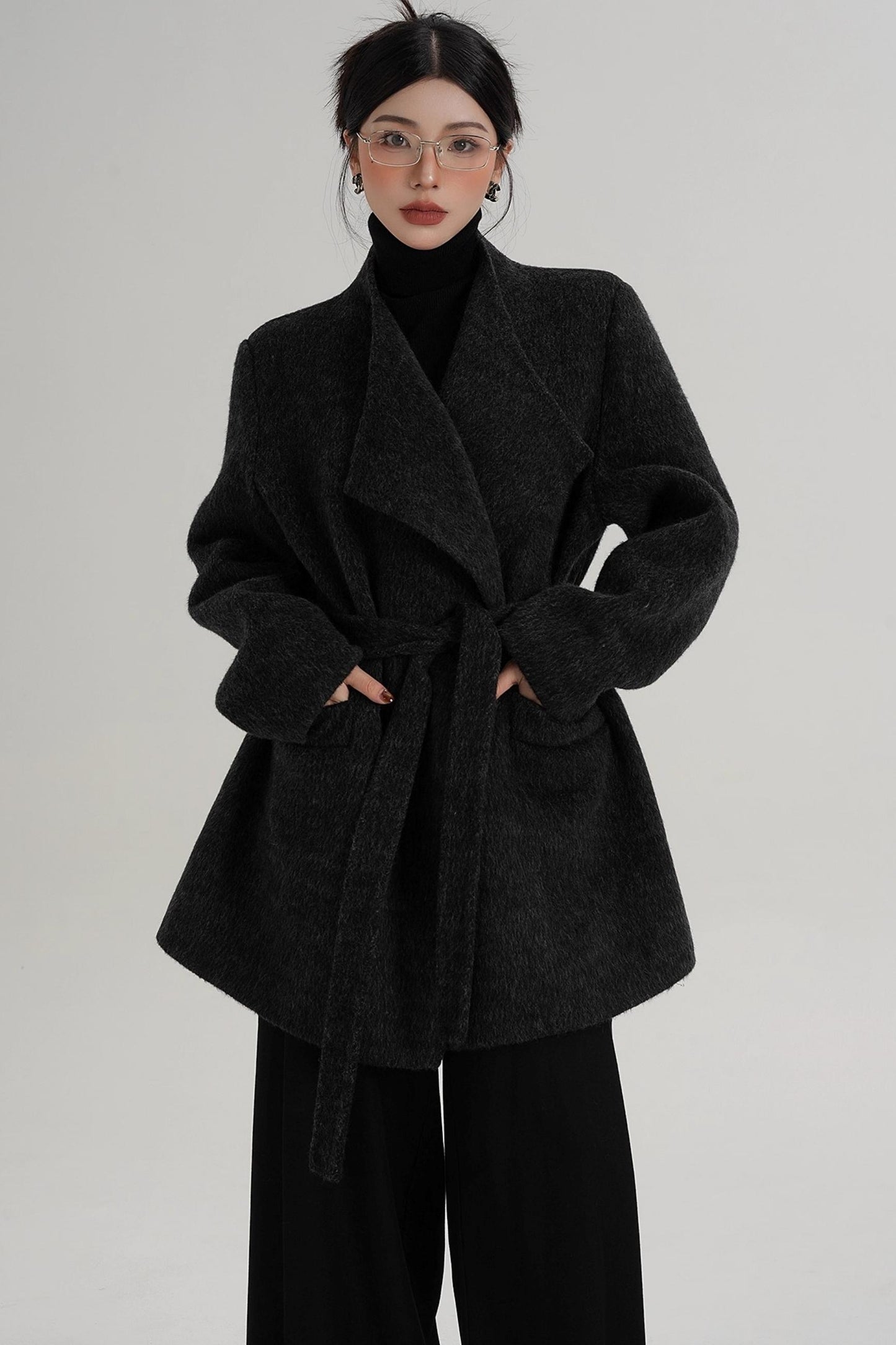 Charcoal Black Wool Coat