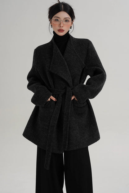 Charcoal Black Wool Coat