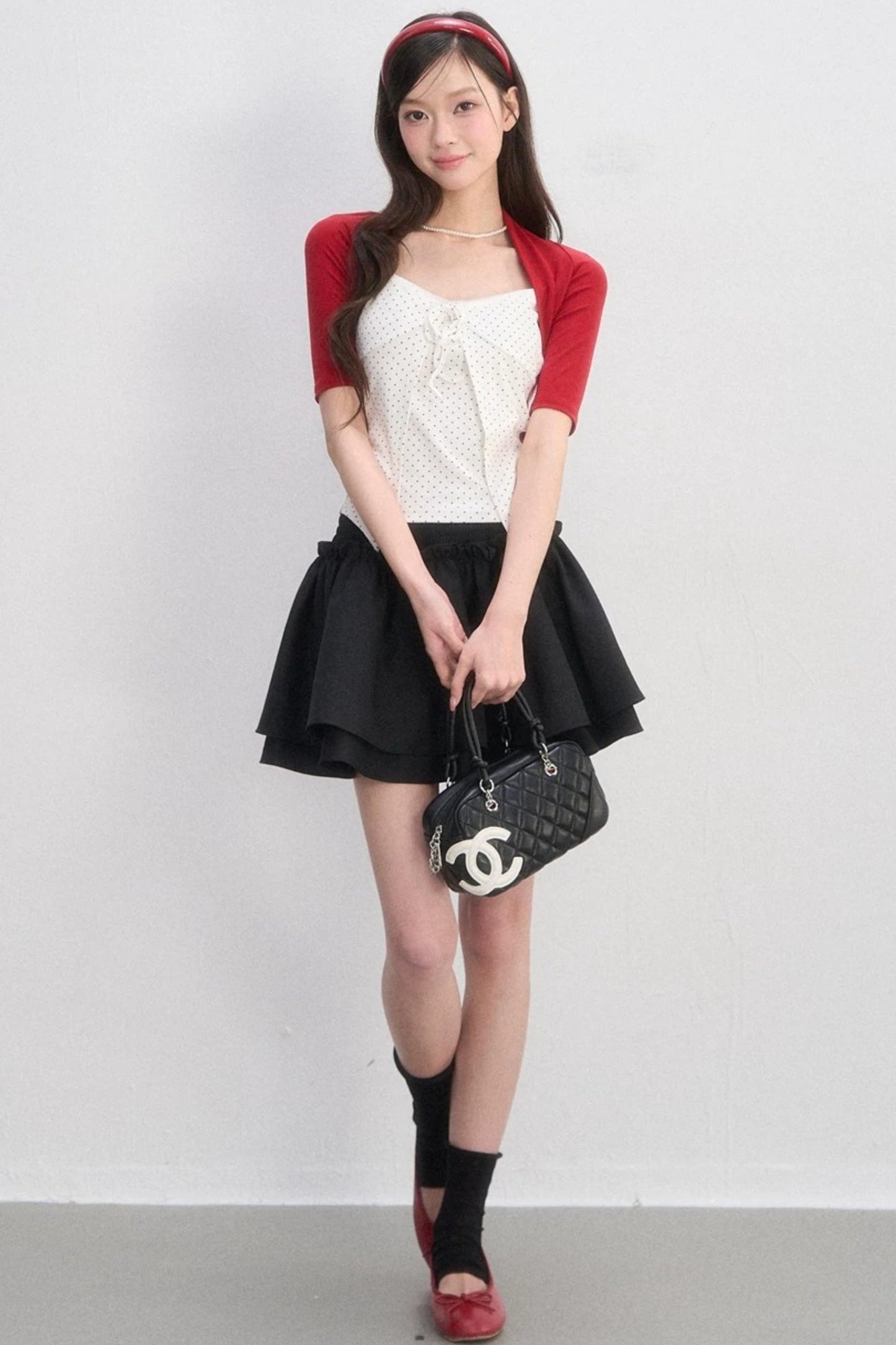 Polka Dot Lace-Up Top