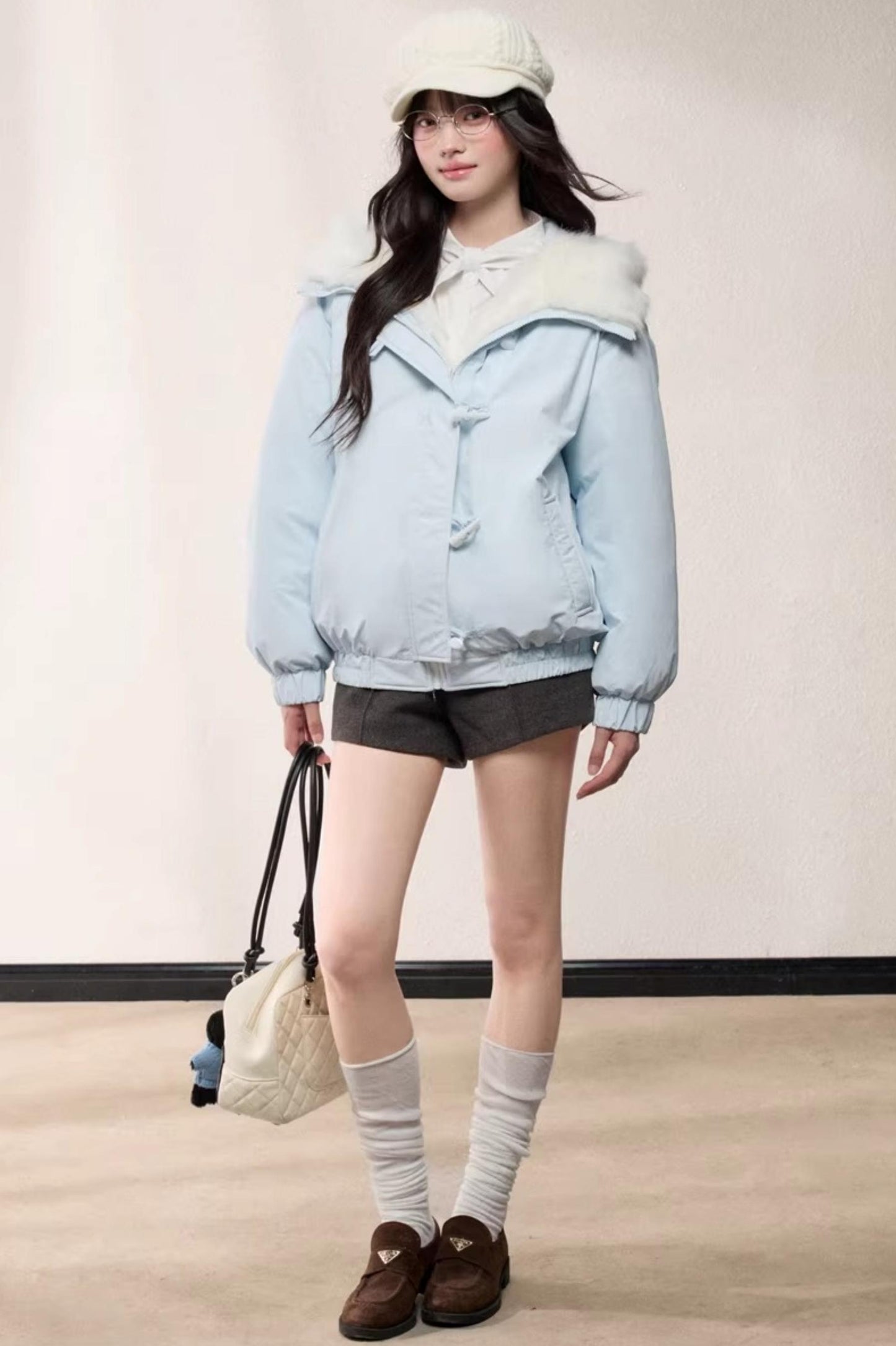 Fur Collar Hooded Cotton Coat