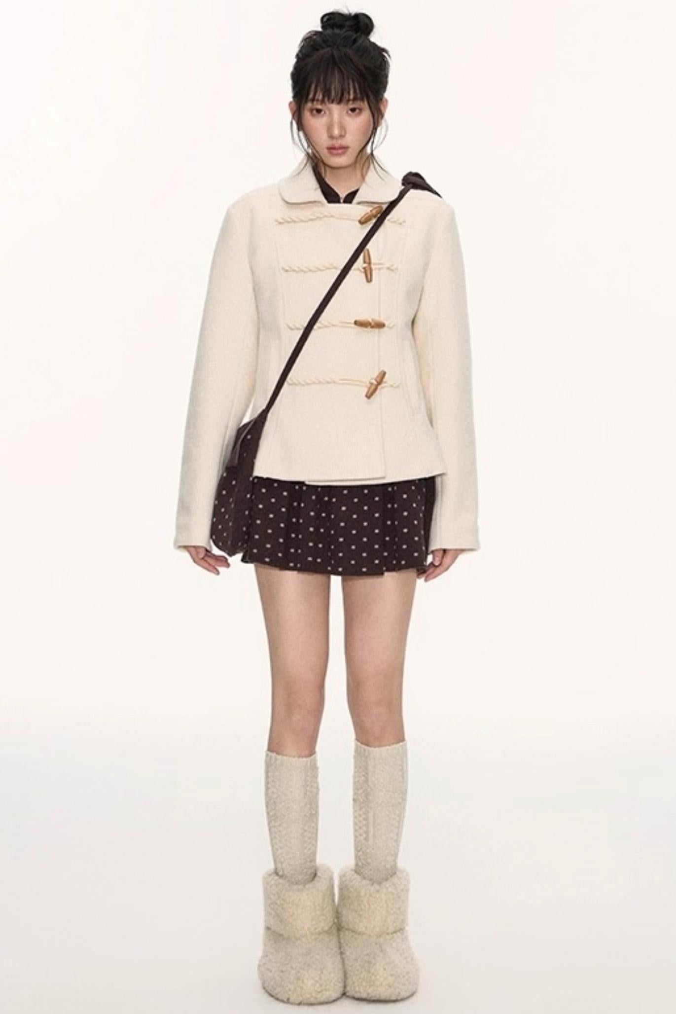 Slim Waist Woolen Coat Set-Up