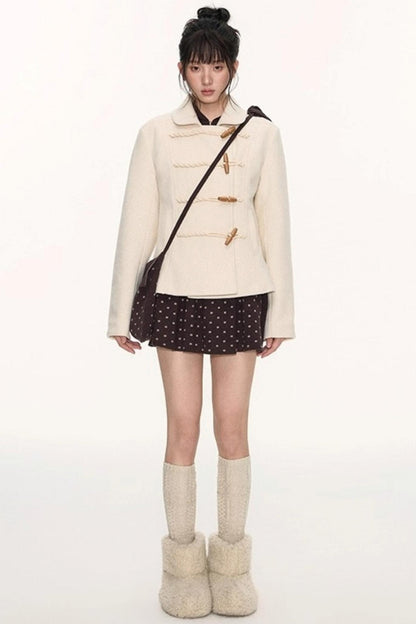 Slim Waist Woolen Coat Set-Up