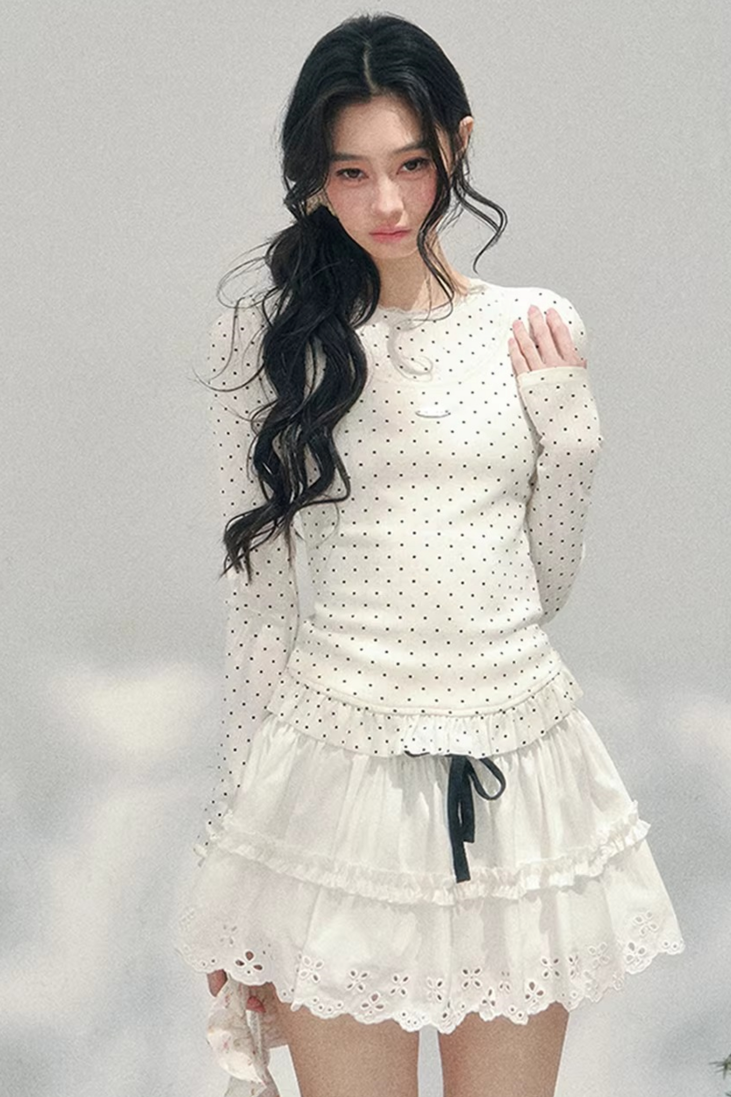 Polka Dot Two-Piece Blouse